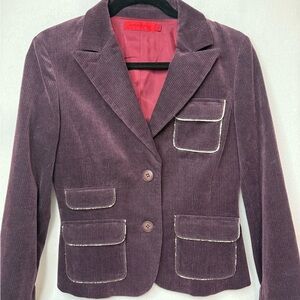 Vintage Charles Jourdan Plum Corduroy Blazer. Euro Size 40/ US Size Small.